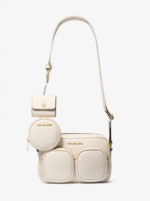 Michael Kors 2025 Collection Jet Set Medium Leather Crossbody Bag with Case For Apple Airpods