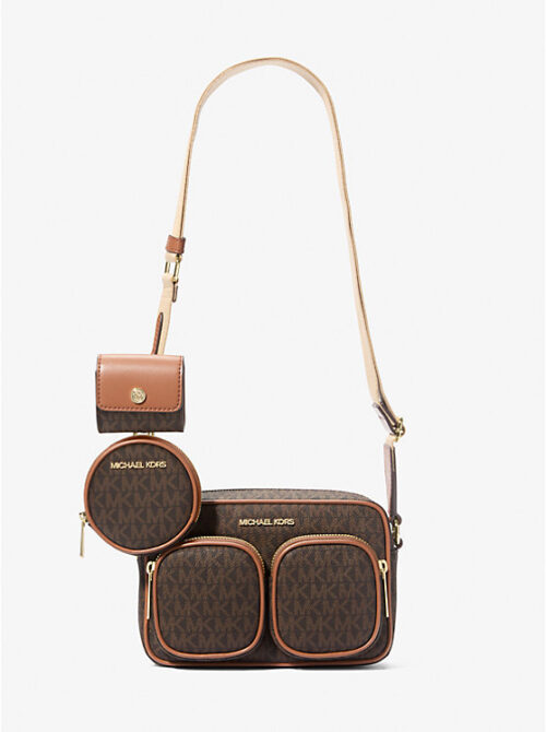 Michael Kors 2025 Collection Jet Set Medium Leather Crossbody Bag with Case For Apple Airpods