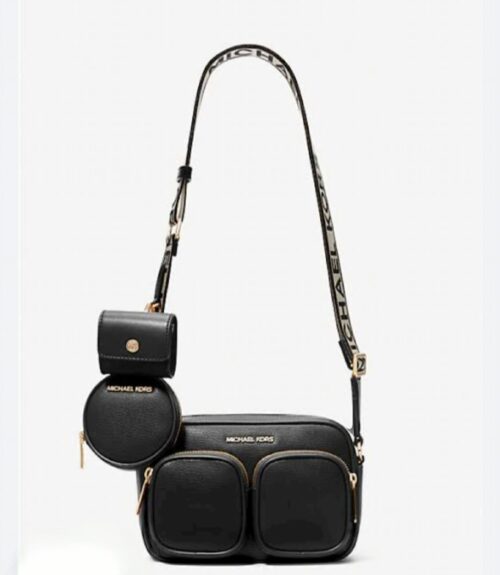Michael Kors 2025 Collection Jet Set Medium Leather Crossbody Bag with Case For Apple Airpods