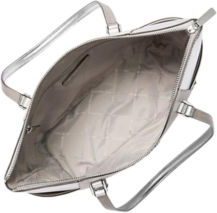 Michael Kors 2025 Collection Charlotte Large Signature Logo and Metallic Top-Zip Tote Bag - Image 4