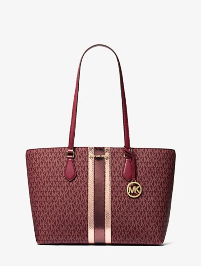 Michael Kors 2025 Collection Sheila Large Signature Logo and Metallic Tote Bag