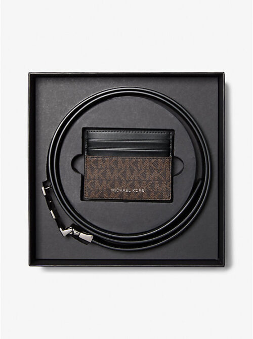 Michael Kors 2025 Collection Signature Logo Card Case & Belt Gift Set