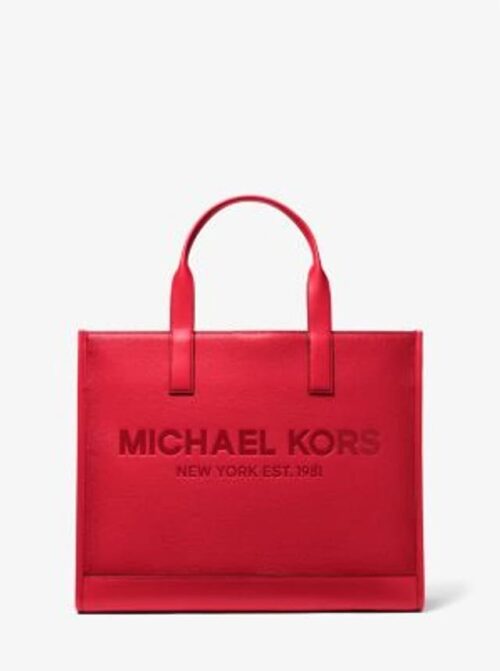 Michael Kors 2025 Collection Cooper Logo Embossed Faux Pebbled Leather Tote Bag