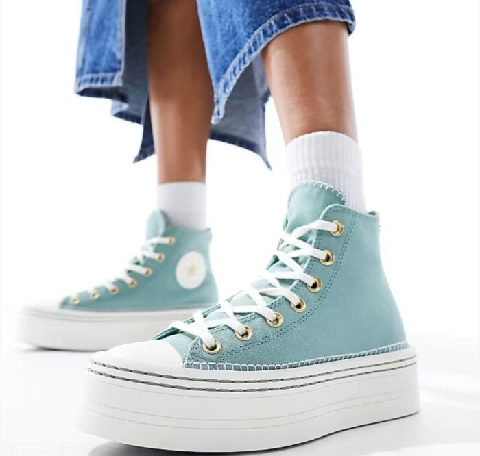 Converse Chuck Taylor All Star Modern Lift sneakers with crafted stitching in sage green - Image 9
