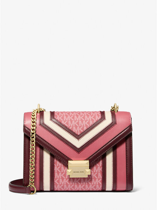 Michael Kors 2025 Collection Whitney Medium Color-Block and Signature Logo Shoulder Bag
