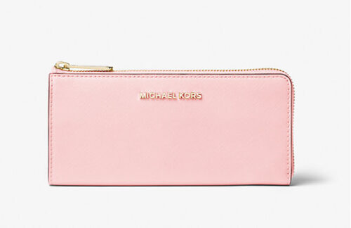Michael Kors 2025 Collection Jet Set Travel Large Saffiano Leather Quarter-Zip Wallet