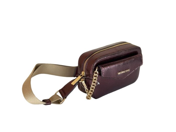 Michael Kors 2025 Collection MAISIE 2 IN 1 SMALL CAMERA CROSSBODY BAG EXOTIC PRINT in OXBLOOD - Image 8