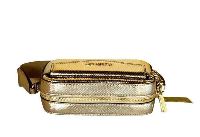 Michael Kors 2025 Collection MAISIE 2 IN 1 SMALL CAMERA CROSSBODY BAG EXOTIC PRINT in Metallic Gold - Image 4