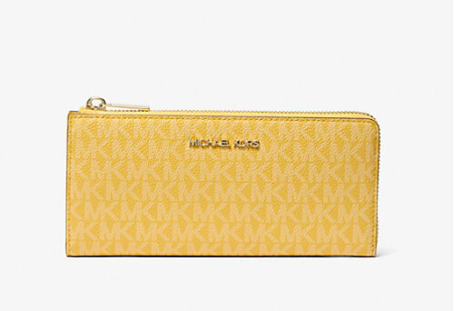 Michael Kors 2025 Collection Jet Set Travel Large Signature Logo Quarter-Zip Wallet