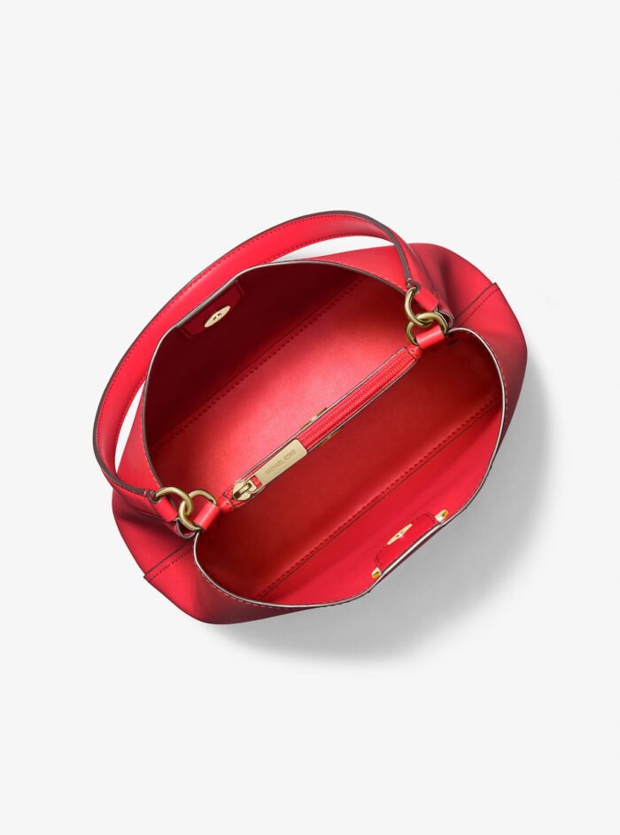 Michael Kors 2025 Collection Pratt Medium Shoulder Bag Red Leather - Image 3