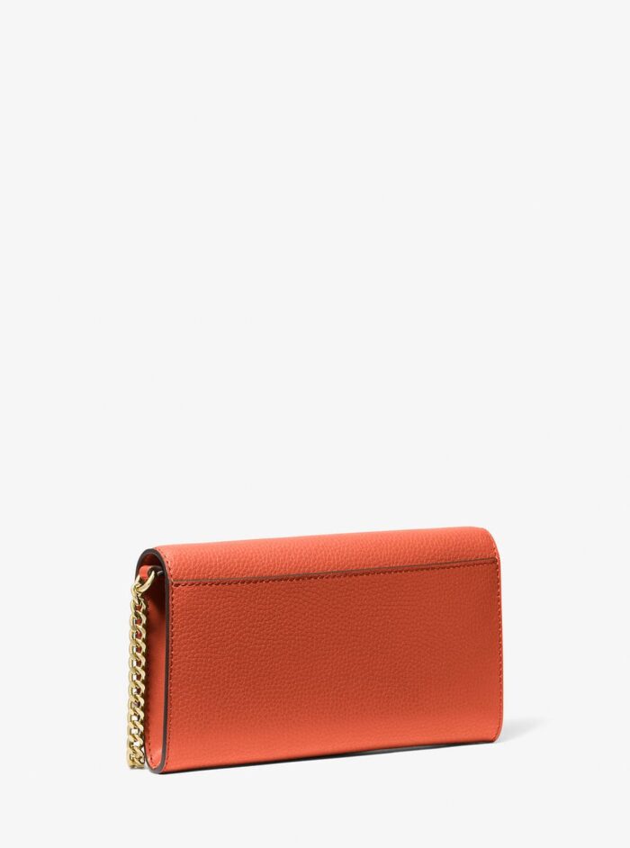 Michael Kors 2025 Collection Carson Large Pebbled Leather Convertible Crossbody Bag Orange with Gold Chain - Image 2