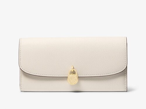 Michael Kors 2025 Collection Hamilton Large Leather Continental Wallet off-white with Gold Hardware