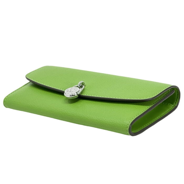 Michael Kors 2025 Collection Hamilton Large Leather Continental Wallet Green with Silver Hardware - Image 4