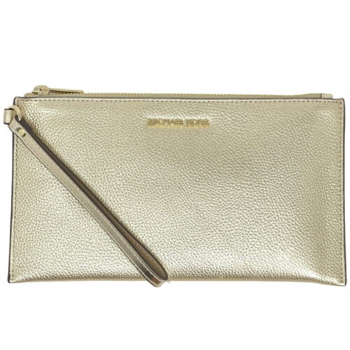 Michael Kors 2025 Collection Women's Jet Set Pebbled Leather Wristlet Pouch Gold