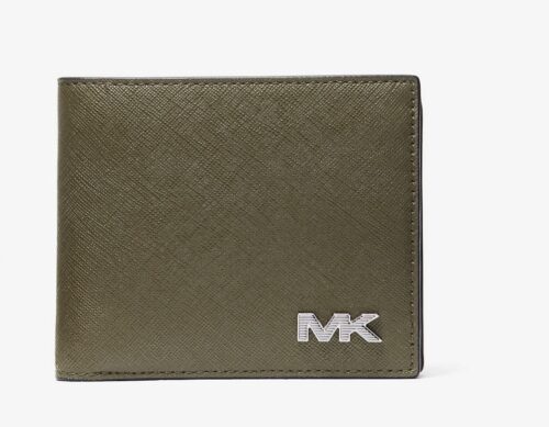 Michael Kors 2025 Collection Rivington Leather Billfold Wallet With Coin Pouch Green