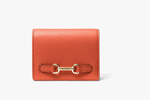 Michael Kors 2025 Collection Carson Small Pebbled Leather Wallet Orange