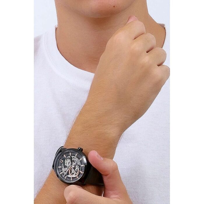 Bulova Men's Automatic Sutton Black Leather strap Watch - Image 3