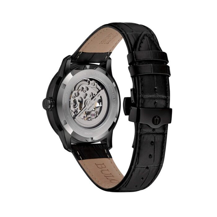 Bulova Men's Automatic Sutton Black Leather strap Watch - Image 2