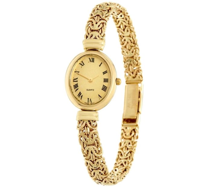 Domed Polished Byzantine Quartz Watch 14K