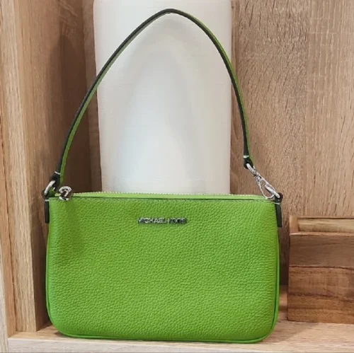 Michael Kors 2025 Collection Jet Set Small Pebbled Leather Convertible Wristlet Green