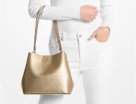 Michael Kors 2025 Collection Pratt Medium Shoulder Bag Gold Leather