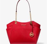 MICHAEL KORS  Jet Set Large Saffiano Leather Shoulder Bag in Red