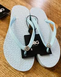 G By Guess GBG Los Angeles Flat Sandal Flip flop in Light Blue with Rhinestone Logo rubber slippers slides