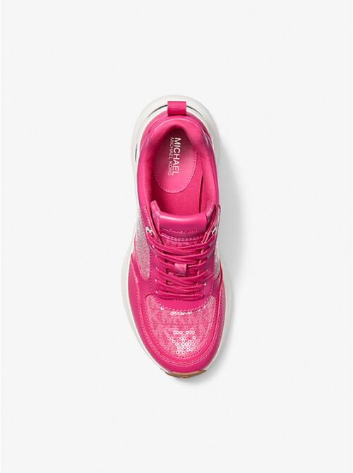 Michael Kors 2025 Collection Katrina Sequined Mixed-Media Trainer