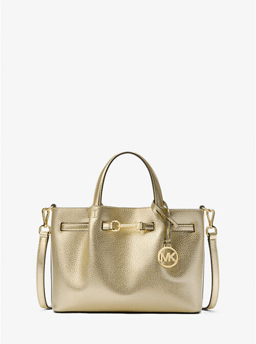 Michael Kors 2025 Collection Carson Medium Metallic Pebbled Leather Satchel