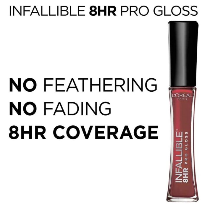 L’Oréal Infallible 8 Hour Pro Lip Gloss, Hydrating Finish (305- Fiery) - Image 3