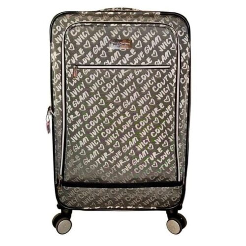 Juicy Couture Metallic Charcoal Glam 29” Spinner Travel Luggage Rolling Suitcase