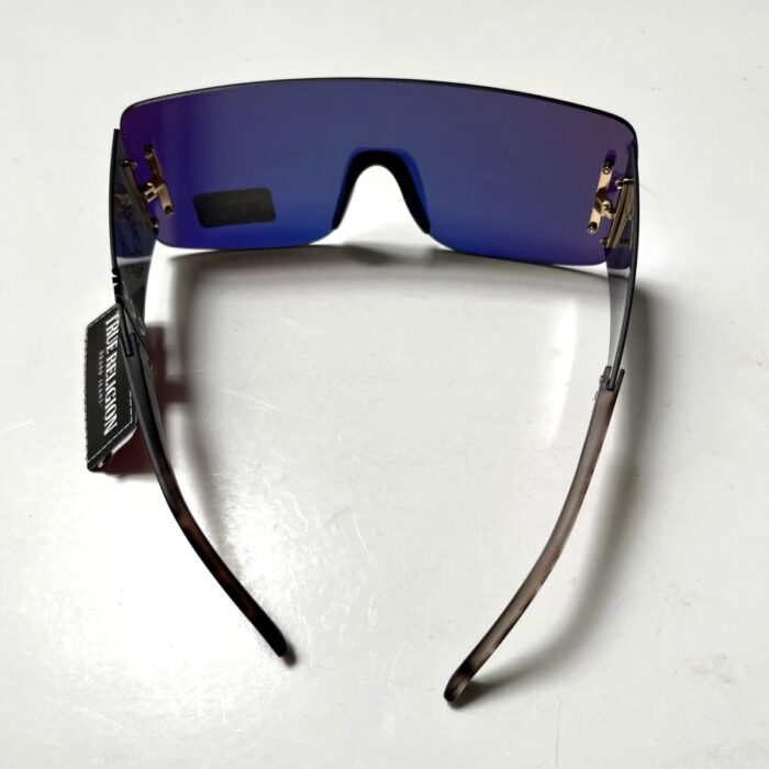 TRUE RELIGION Shield Sunglasses Gold Iridescent Acetate Rimless - Image 2