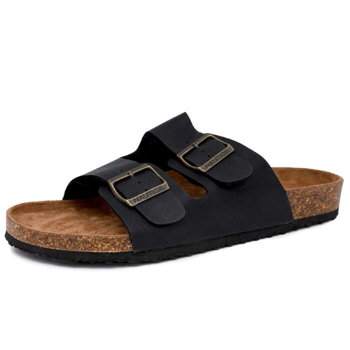 Nautica Men's Sandals Double Buckle Straps Slides Adjustable with Arch Support and Comfortable Cork Footbed - Image 2
