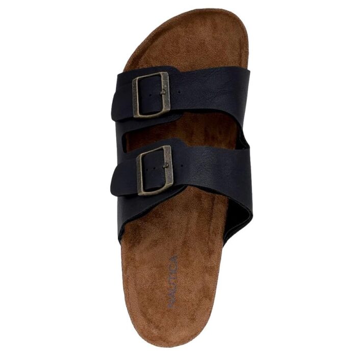Nautica Men's Sandals Double Buckle Straps Slides Adjustable with Arch Support and Comfortable Cork Footbed - Image 3