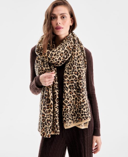 Charter Club 100% Cashmere Oversized Scarf, Macy's Exclusive - Natural Camel Combo