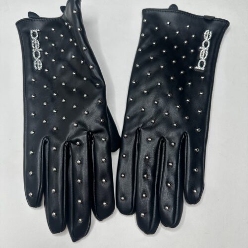 Bebe Black Faux Leather Studded Gloves