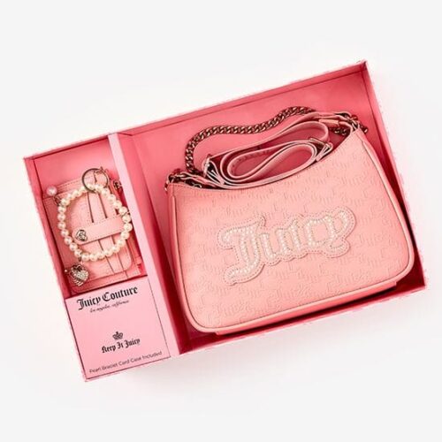 Juicy Couture Pink Shoulder Bag with Matching Card Case Set